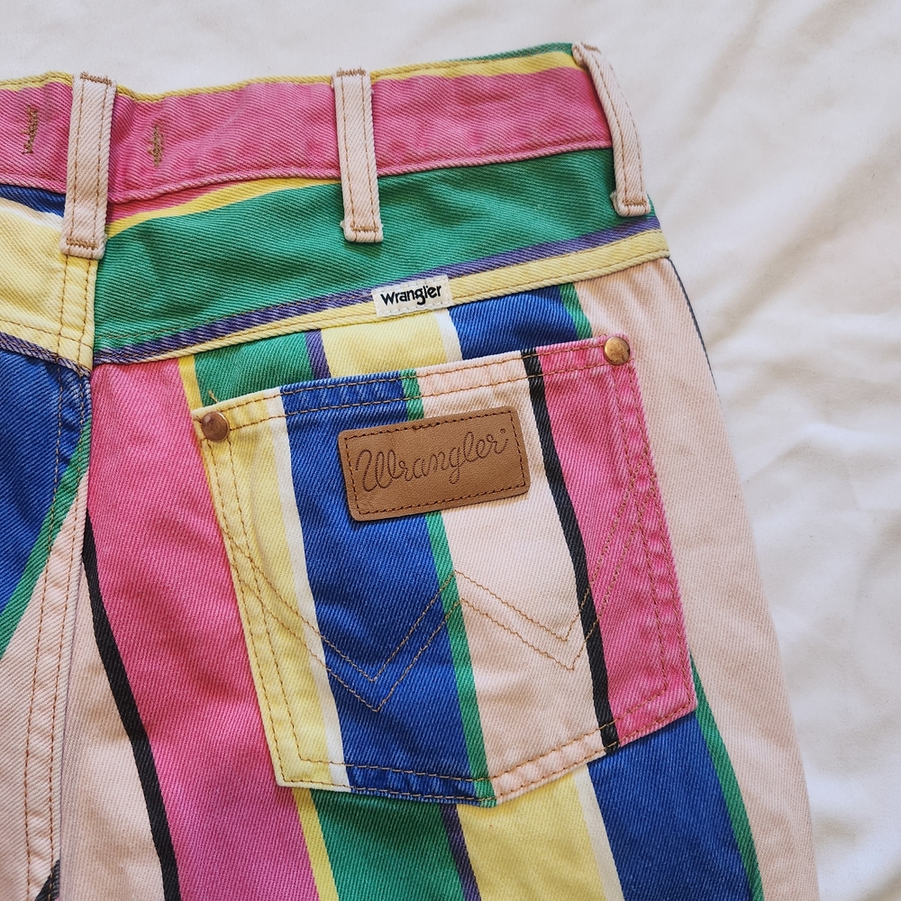 Wrangler Rainbow Stripe Wide-Leg Jeans - Pink, Green, Blue, Yellow, Cream - Picture 9 of 14